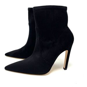 Good American Icon Bootie Suede Black Size 7.5